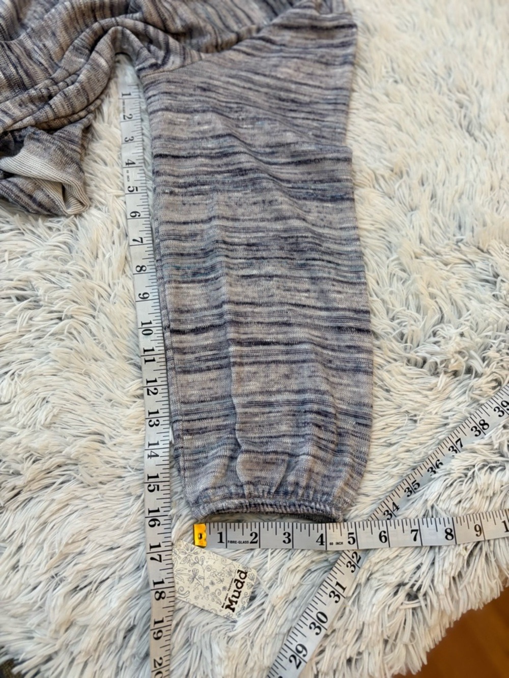 Mudd XL Marled Gray Lightweight Knit Top Drawstring Hem Casual Cozy - Picture 7 of 13